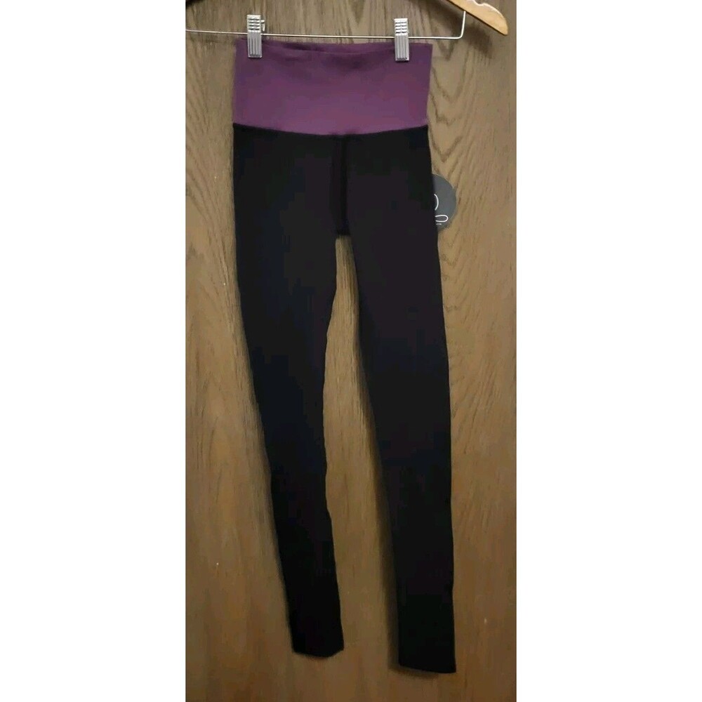 Liv By Phat Buddha Womens Black With Purple Waistband Leggings One Size